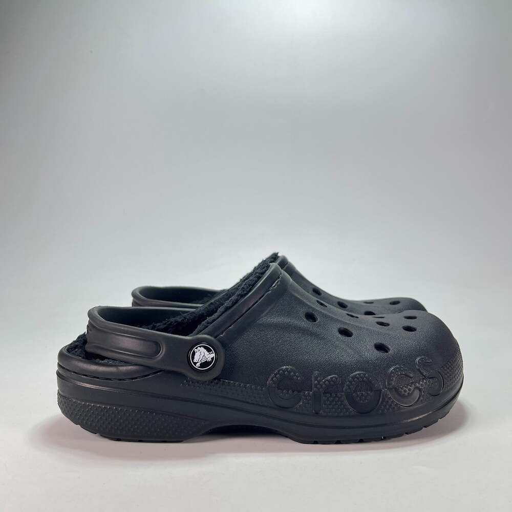 Crocs Classic Fleece Lined Clogs Black Slip On Comfort Women's Size 8